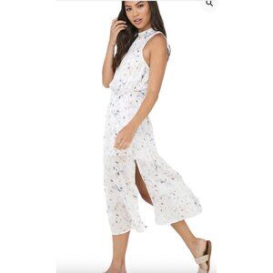 Bella Dahl Cream Ivory Floral Print Sleeveless Maxi Dress Small